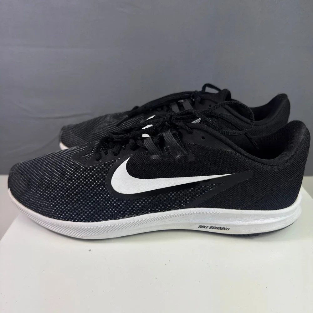 Nike Downshifter 9 Running Shoes Mens 11.5 Black White AR4946-003 Mesh Low Top